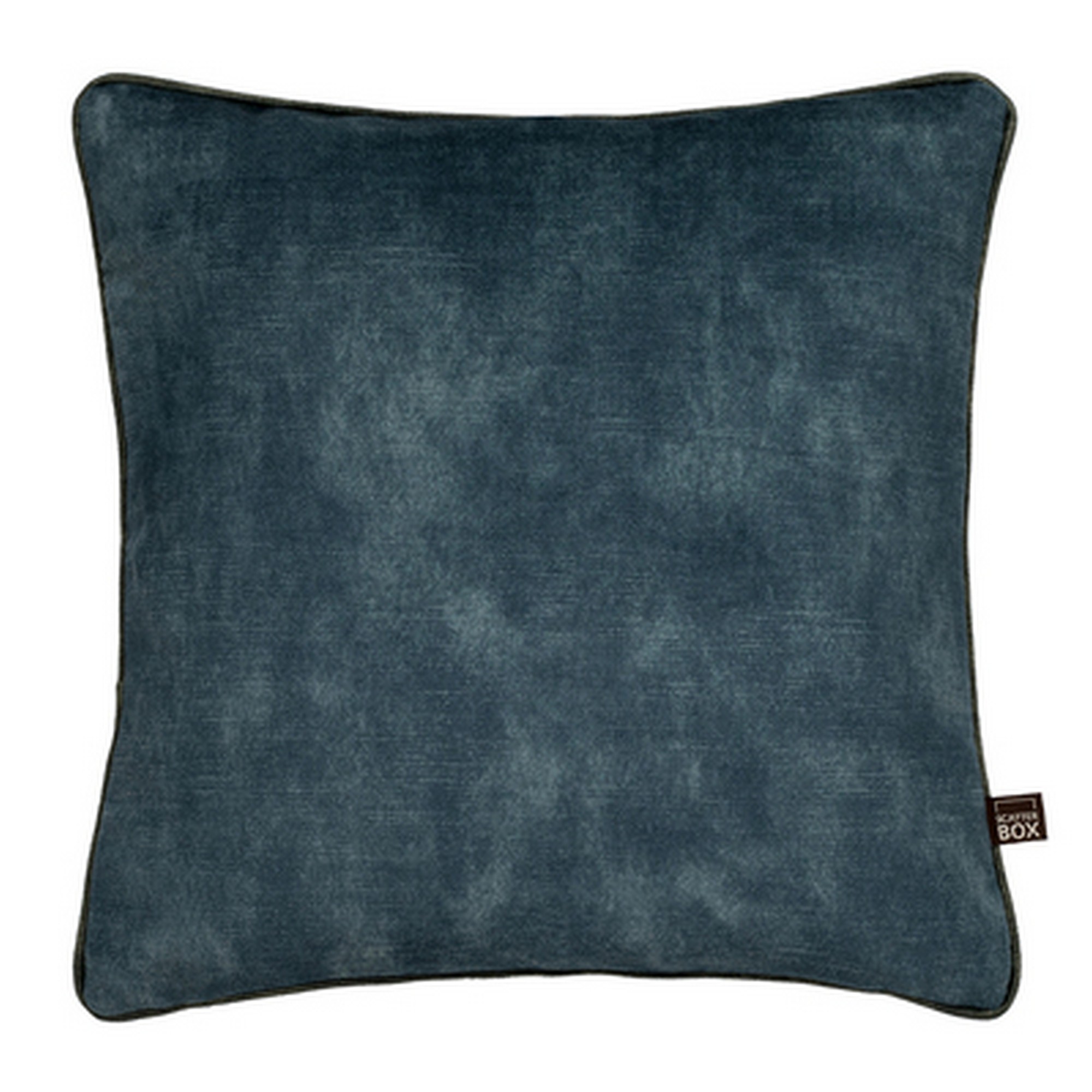 Etta Textured Velvet Cushion In Blue Camel